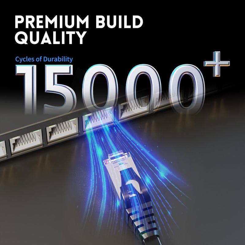 CableGeeker Cat 7 Shielded Ethernet Patch Cable 100 ft Black (Highest Speed Cable) Cat7 Flat Internet Network Cables with Snagless RJ45 Connector for Modem, Router, LAN, Computer + Free Clips and Straps - Image 4